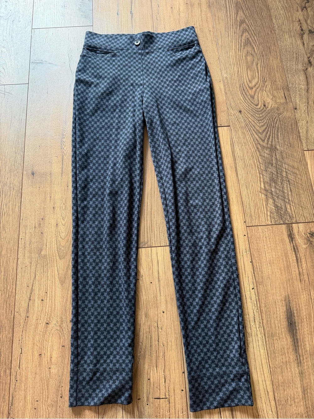 Betabrand Charcoal Houndstooth Straight-Leg Pants